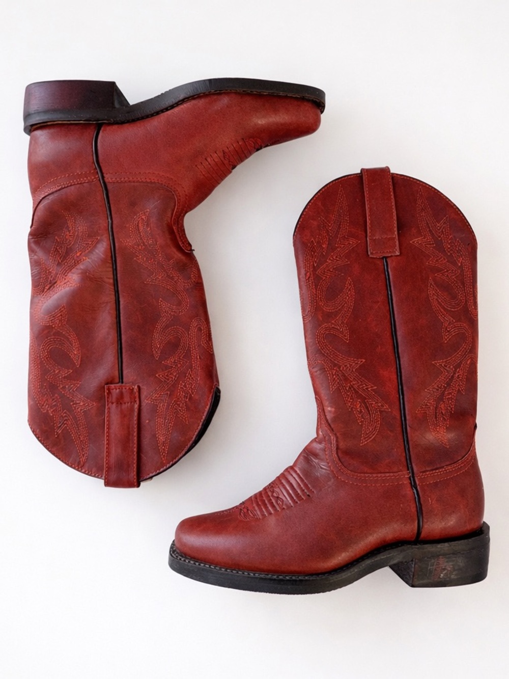 Masterson leather red cowboy cowgirl boots- black stripe, festival wear- 6